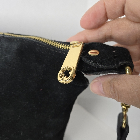 Emma Fox Flower Black Suede Purse - Picture 5 of 10